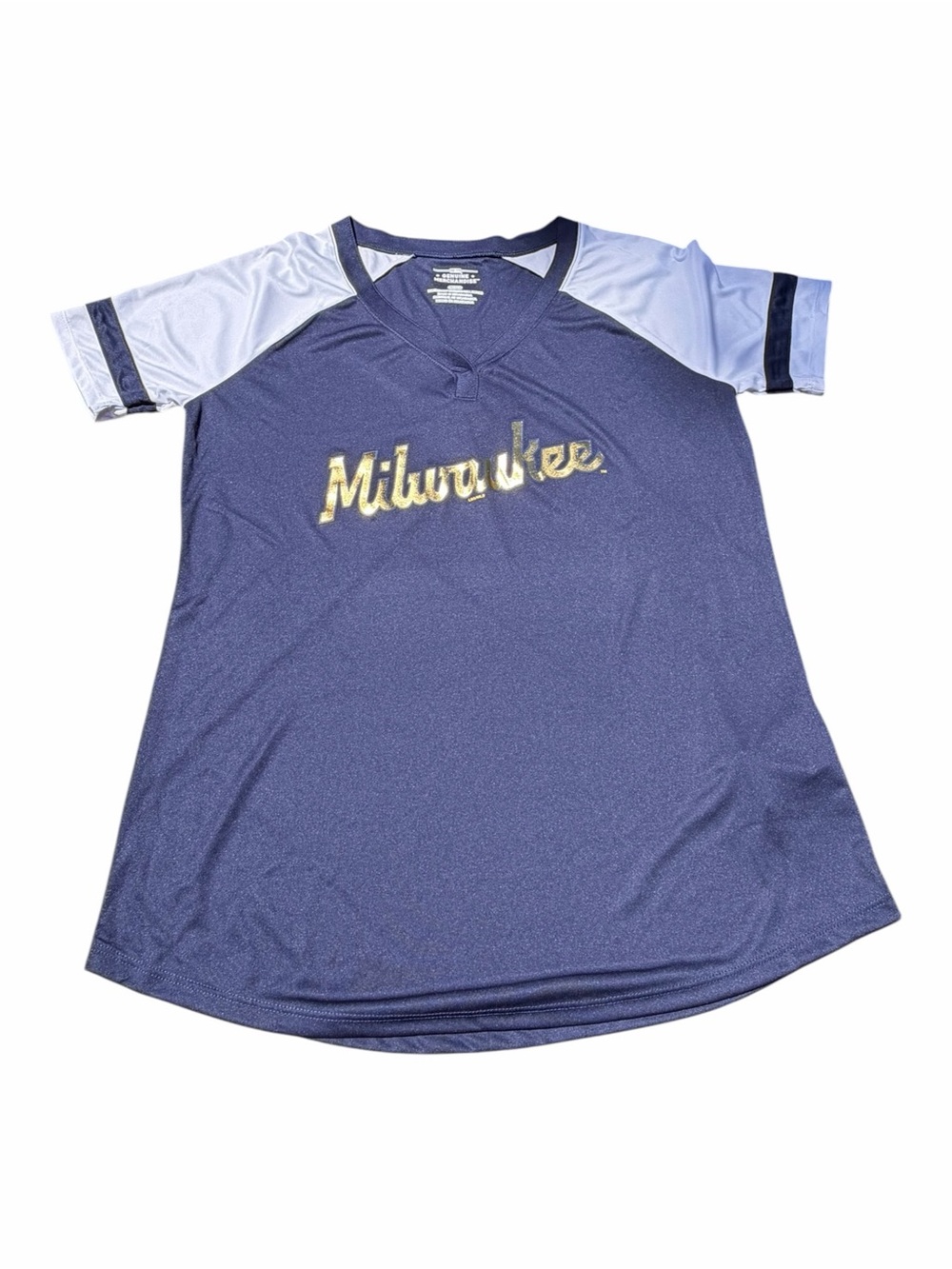 Milwaukee Brewers Women’s Performance V-Neck Jersey Style Shirt NWT Large
